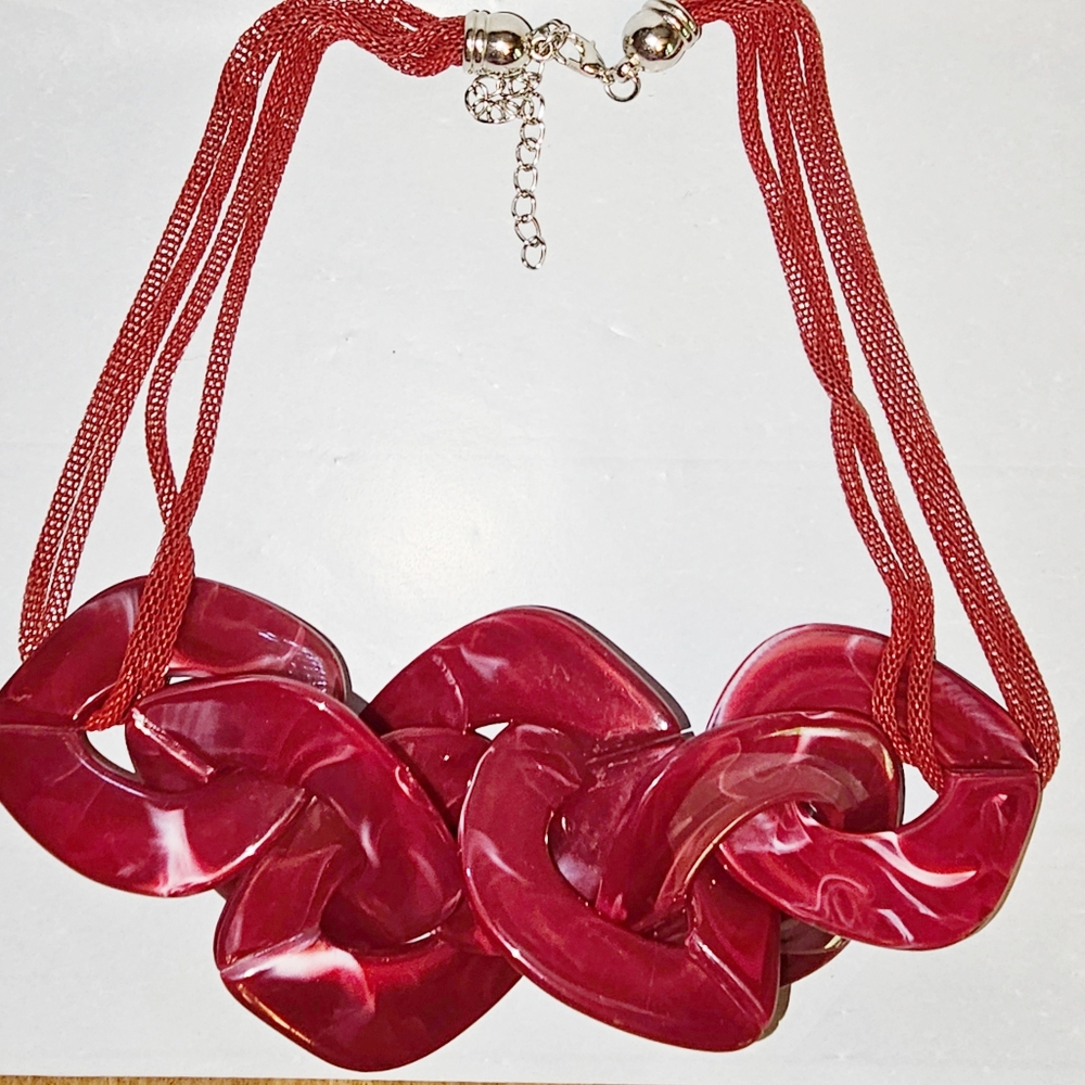 Dramatic Unique Red Statement Necklace